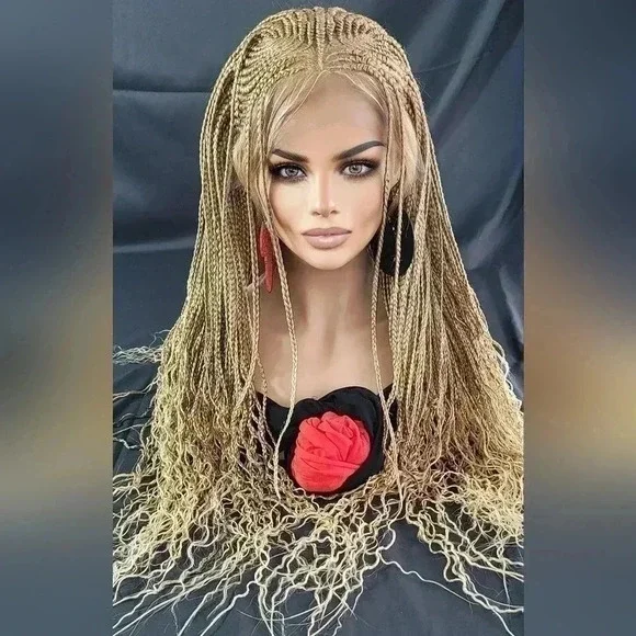 Braided Wig: African-Inspired,  feeding cornrows blond Human-Synthetic NWT - Picture 3 of 17